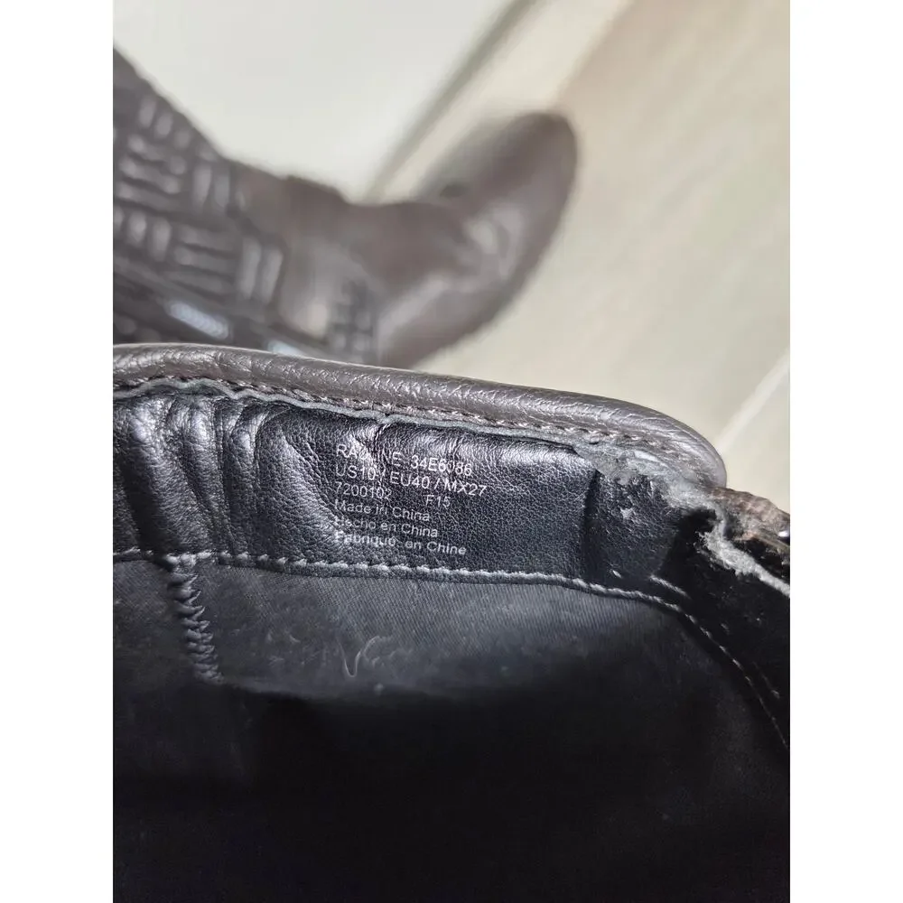 CALVIN KLEIN Sz 10 Quilted Leather Moto Ankle Women's Boots Black‎ Rauline